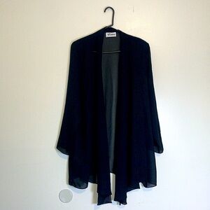 Positive Influence | Black Blazer Lightweight Cardigan Flowy With Shoulder Pads